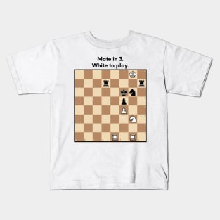 Chess puzzle sticker and magnet. Mate in 3. White to play. Kids T-Shirt